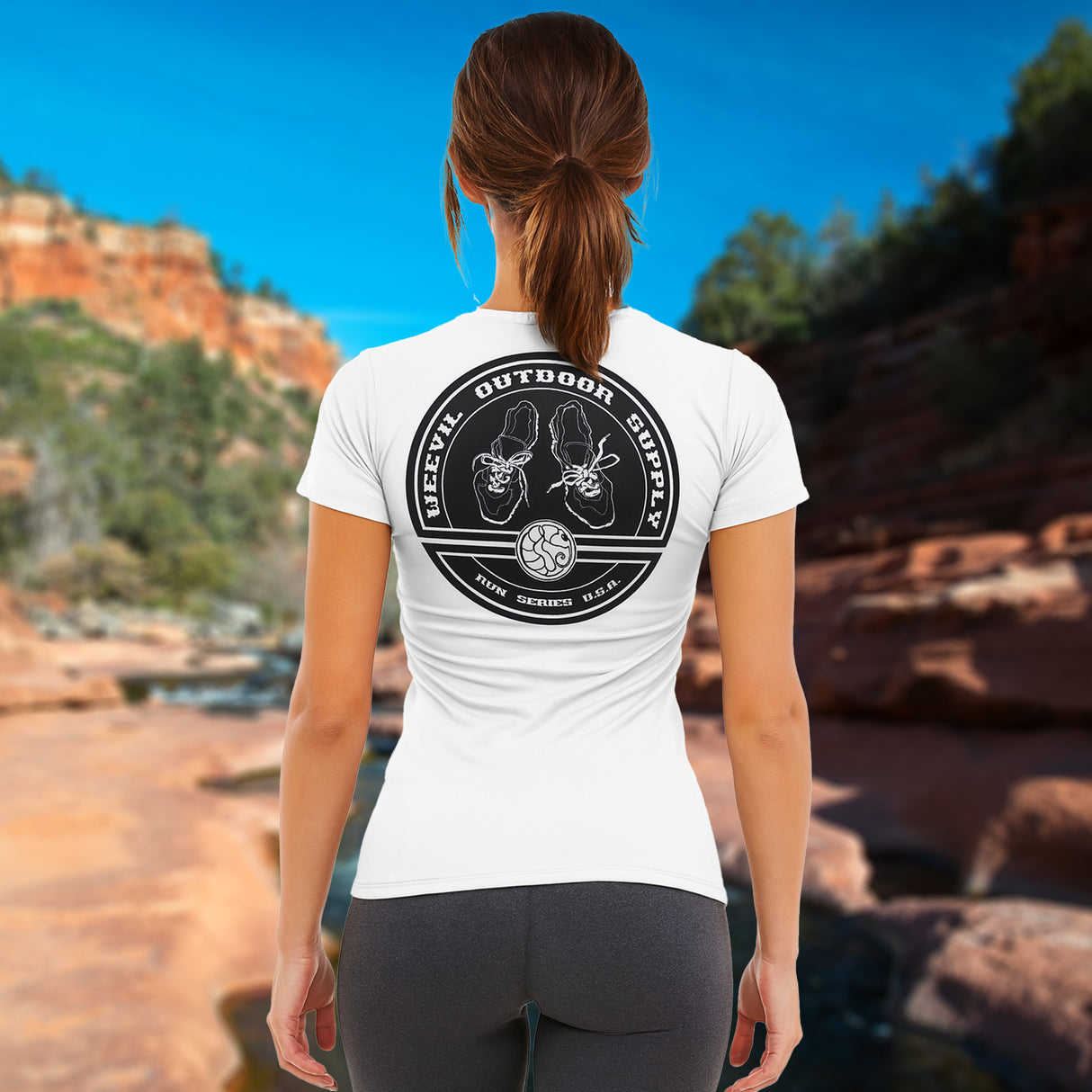 Run Badge Tee  // Womens // White